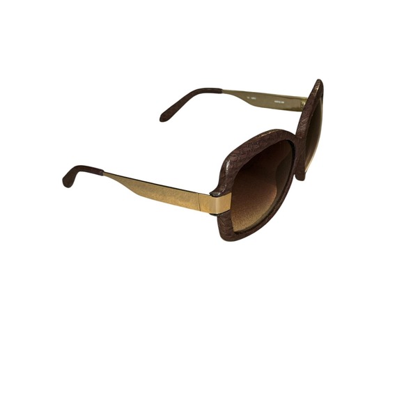 Linda Farlow Luxe CAT 2 Square Oversize Burgendy Snakeskin Sunglasses $740